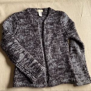 Kenji Natural Marbled Black & Gray Mohair Blend Long Sleeve Cardigan Vintage Y2K